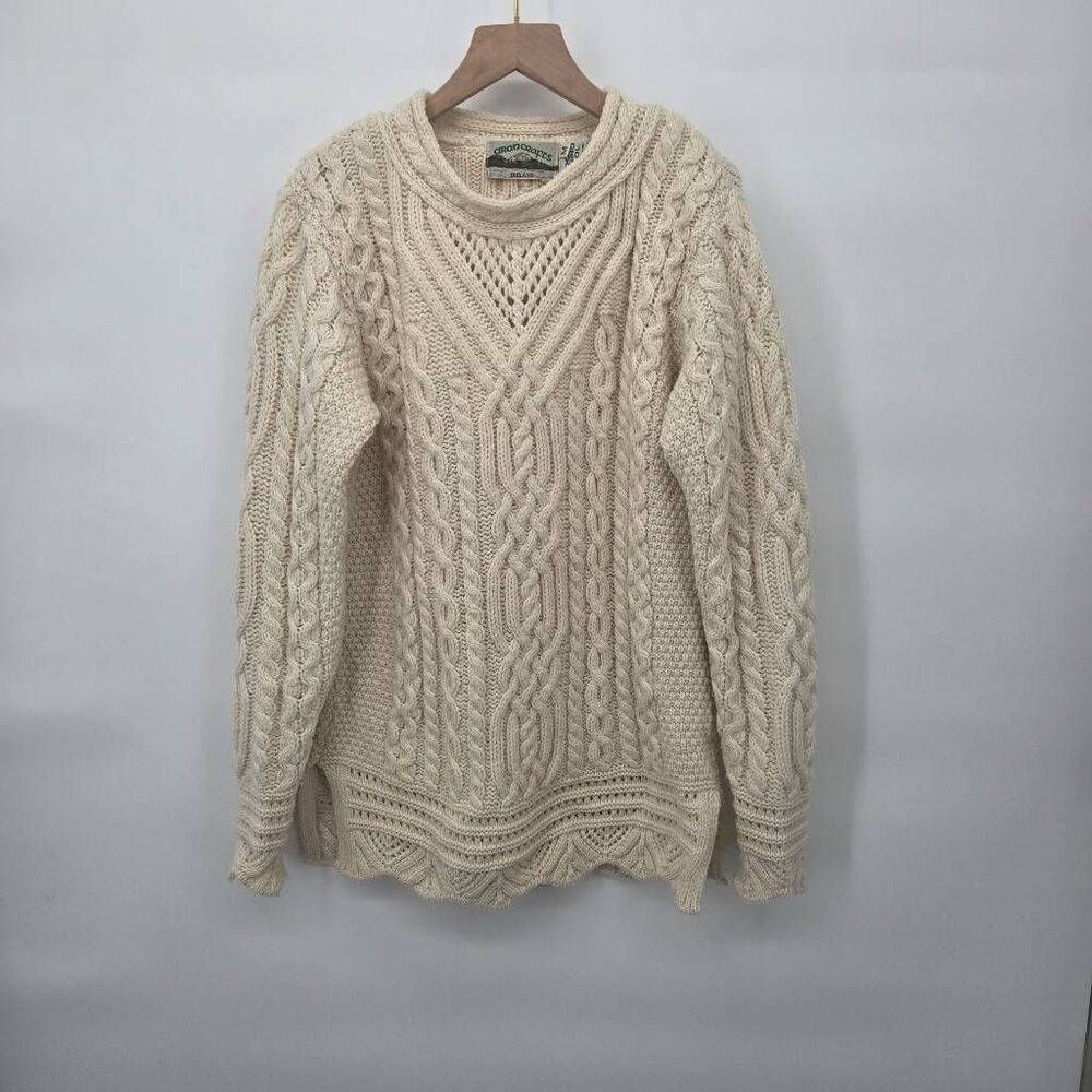 Aran Crafts Sweater Size Medium Cable Knit 100% Merino Wool Ireland Fisherman